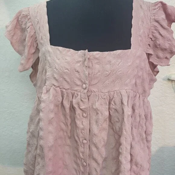 Asos Designs Pink Ruffled Blouse Women's Size 12 - Picture 1 of 4